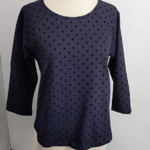J. Crew black knit w flocked dots top-sz S